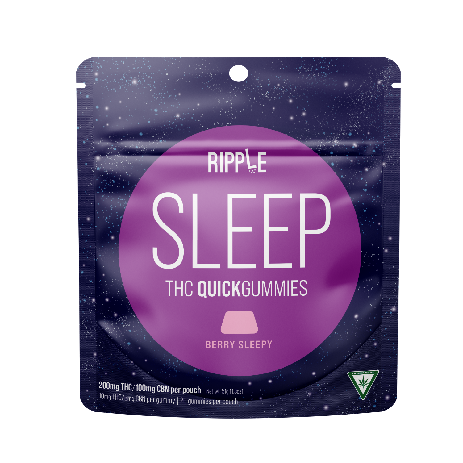 SLEEPING QUICK GUMMIES 21 200MG THC100MG CBN Ripple Jane